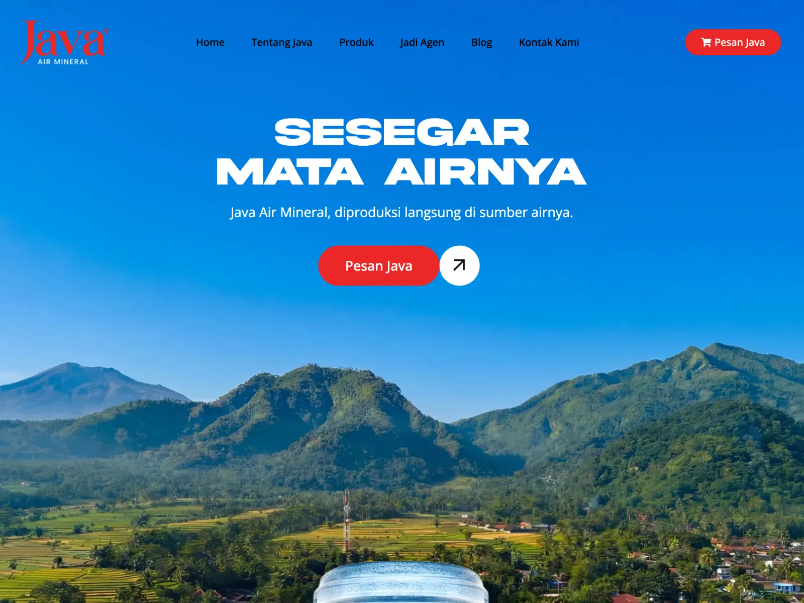 Java Air Mineral bottled water website