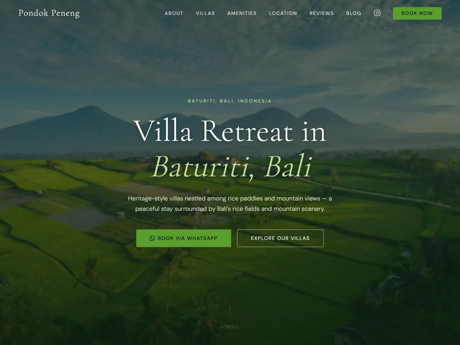 Pondok Peneng villa website